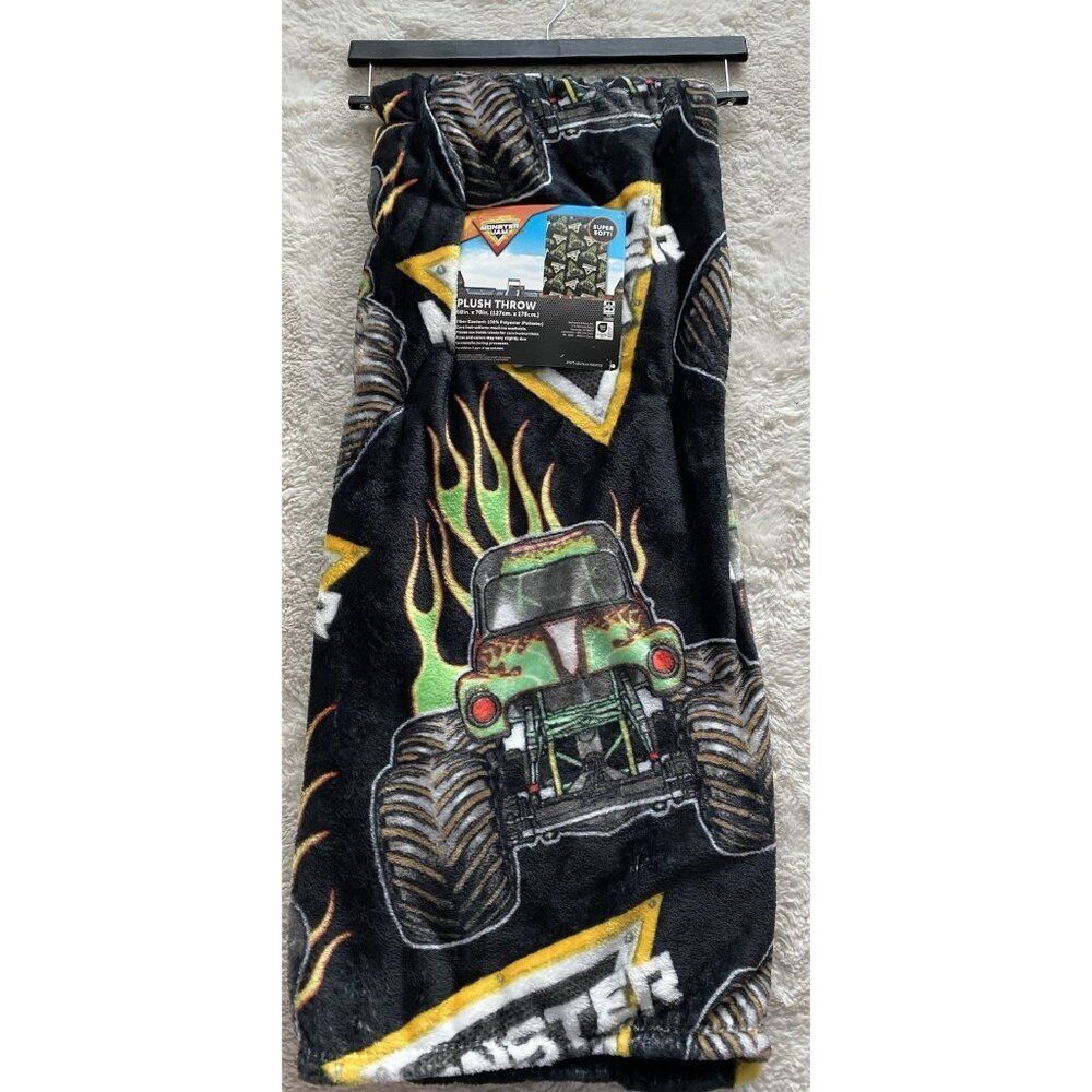 Monster‎ Jam Soft Plush Throw Blanket 50" X 70" Grave Digger Black NEW
